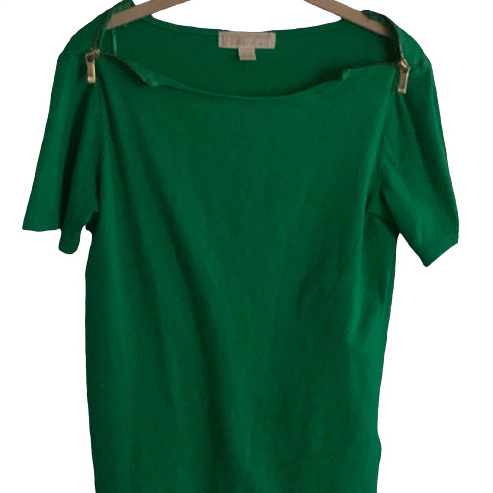 Michael Kors Green Zipper Shoulders Shirt